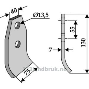 Bakstykke til kniv - 130x75x7mm - Taarup
