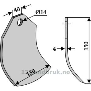 Kniv - 150x130x4mm - Taarup