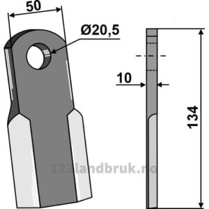 Kniv / Slagstål - Rett - 134x50x10mm - Tehnos