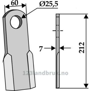 Kniv / Slagstål - Rett - 212x60x7mm - Tierre