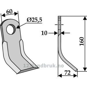 Y-Kniv  - 160x60x10mm - Tortella
