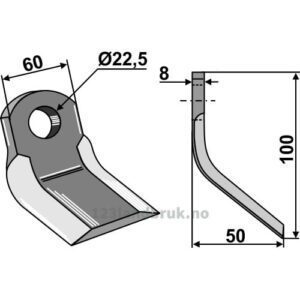 Y-Kniv  - 100x60x8mm - Tortella