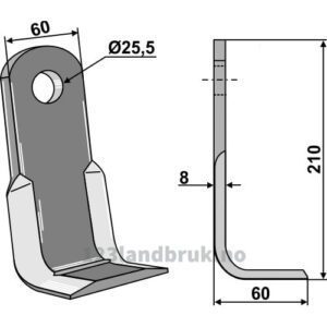 L-kniv / Slagstål - 210x60x8mm - Gaspardo, Maschio, Terranova