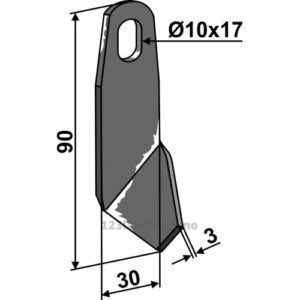 Vingekniv Venstre - 90x30x3mm - Venstre