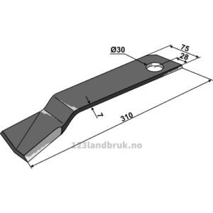 Slagstål  - 310x75x7mm - Venstre - Votex