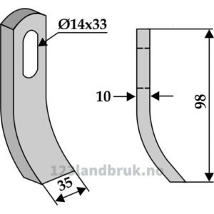 Slagstål - 98x35x10mm - Votex