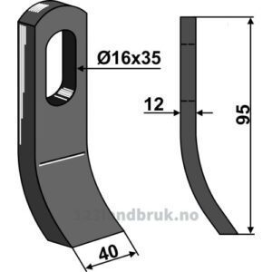Slagstål - 95x40mm - Bomford, Falc, Gilbers, Goede, Herder, Kuhn, Votex