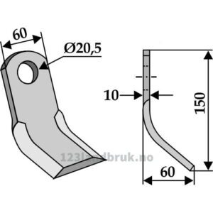 Y-Kniv  - 150x60x10mm - Gaspardo, Maschio, Zappator