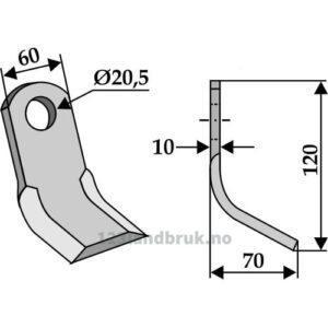 Y-Kniv  - 120x60x10mm - Gaspardo, Maschio, Zappator