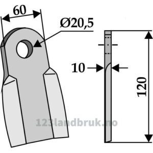Kniv / Slagstål - Rett - 120x60x10mm - Zappator