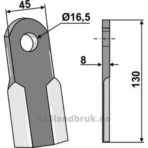 Kniv / Slagstål - Rett - 130x45x8mm - Gaspardo, Maschio