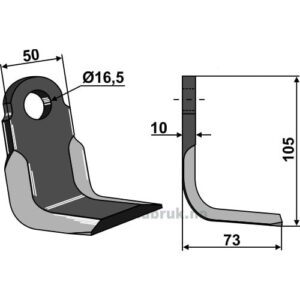 L-kniv / Slagstål - 105x50x10mm - Palladino