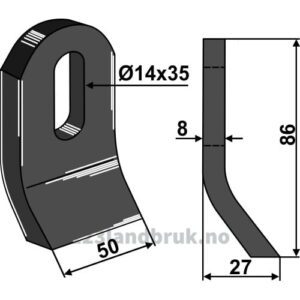 Slagstål - 86x50x8mm - Palladino
