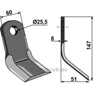 Y-Kniv  - 147x60x8mm - Agrimaster, Orsi