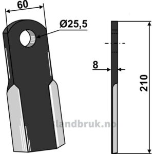 Kniv / Slagstål - Rett - 210x60x8mm - Gaspardo, Maschio