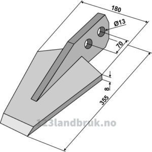 Kniv til Gramegna Spadeharv - 355x180mm - Gramegna