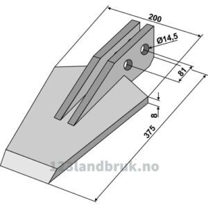 Kniv til Gramegna Spadeharv - 375x200mm - Gramegna
