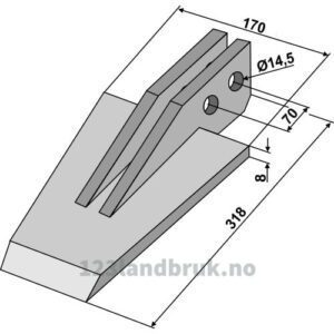 Kniv til Selvatici Spadeharv - 318x170mm - Selvatici