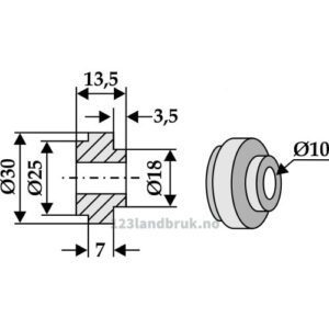 Foring til Halmsnitterkniv  - Ø10xØ18x13,5mm - Biso