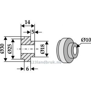 Foring til Halmsnitterkniv  - Ø10xØ18x14mm - Biso, John Deere