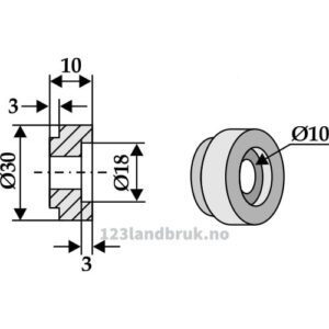 Foring til Halmsnitterkniv  - Ø10xØ30x10mm - Claas