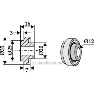 Foring til Halmsnitterkniv  - Ø12xØ20x16mm - Claas
