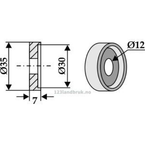 Foring til Halmsnitterkniv  - Ø12xØ35x7mm - Claas