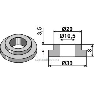 Foring til Halmsnitterkniv - Ø10,5xØ20x8mm - John Deere