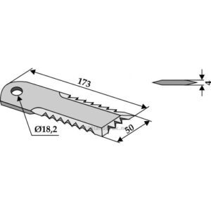 Halmsnitterkniv - 173x50x4mm - Biso, John Deere