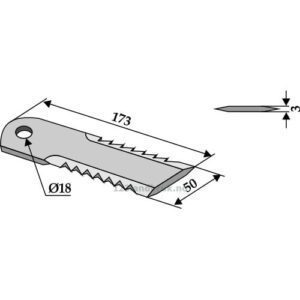 Halmsnitterkniv - 173x50x3mm - Claas