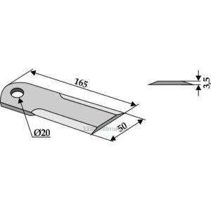 Halmsnitterkniv - 165x50x3,5mm - Case