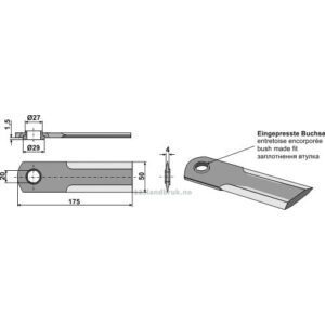 Halmsnitterkniv - 175x50x4mm - Claas Lexion