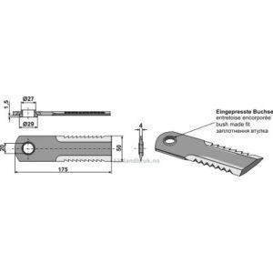 Halmsnitterkniv - 175x50x4mm - Claas Lexion