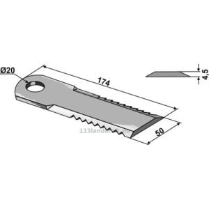 Halmsnitterkniv - 174x50x4,5mm - John Deere