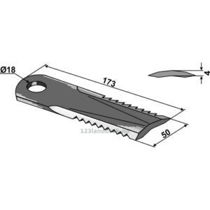 Halmsnitterkniv - 173x50x4mm - KPAB, New Holland