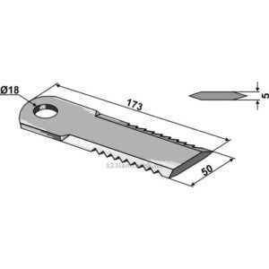 Halmsnitterkniv - 173x50x5mm - New Holland