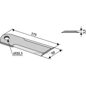 Halmsnitterkniv - 175x50x3,5mm - Rekord