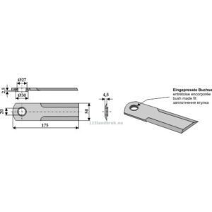 Halmsnitterkniv - 175x50x4,5mm - Case