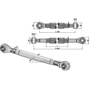 Toppstag med Herdede Kuler - 410/590 mm - Kategori: 1 - Fendt