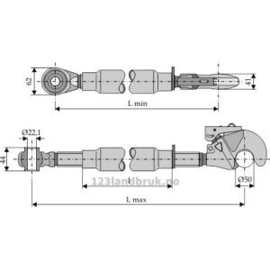 Toppstag med Fanghake og Kule - 570/820 mm - Kategori: Ø22,1-2 - Fendt