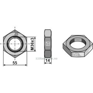 Låsemutter til Toppstag - M36x3mm - Høyregjenget