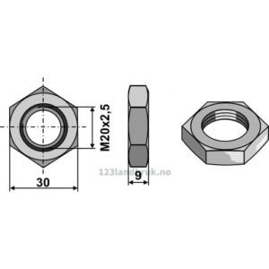 Låsemutter til Toppstag - M20x2,5mm
