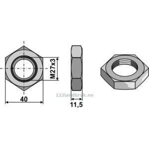 Låsemutter til Toppstag - M27x3mm - Høyregjenget