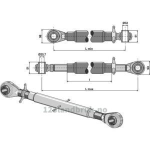 Toppstag med Herdede Kuler - 490/710 mm - Kategori: 2-3 - Kraftig type