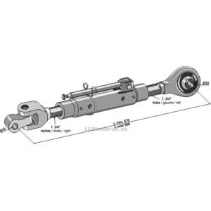 Toppstag - 670/860 mm - Kategori: 3 - Case, Massey Ferguson