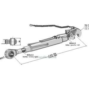 Toppstag med Fanghake og Kule - 620/865 mm - Kategori: 2 - Deutz-Fahr