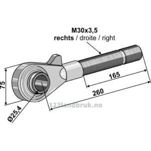 Endekobling Høyre - M30x3,5mm - Kategori: II