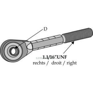 Endekobling med kule - 1 1/6" UNF - Kategori: 1 - Massey Ferguson