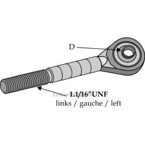 Endekobling med kule - 1 1/6" UNF - Kategori: 2 - Massey Ferguson