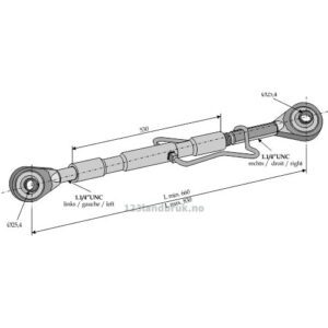 Toppstag - 660/830 mm - Kategori: 2 - Massey Ferguson